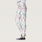 Roze flamingo naadloos patroon op witte achtergron leggings (Links)