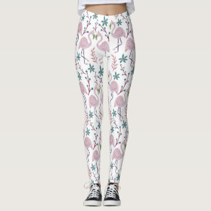 Roze flamingo naadloos patroon op witte achtergron leggings