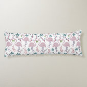 Roze flamingo naadloos patroon op witte achtergron lichaamskussen (Achterkant)