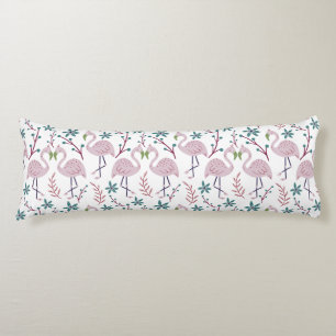 Roze flamingo naadloos patroon op witte achtergron lichaamskussen