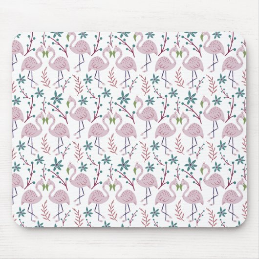 Roze flamingo naadloos patroon op witte achtergron muismat (Voorkant)