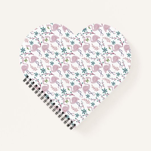 Roze flamingo naadloos patroon op witte achtergron notitieboek (Voorkant)