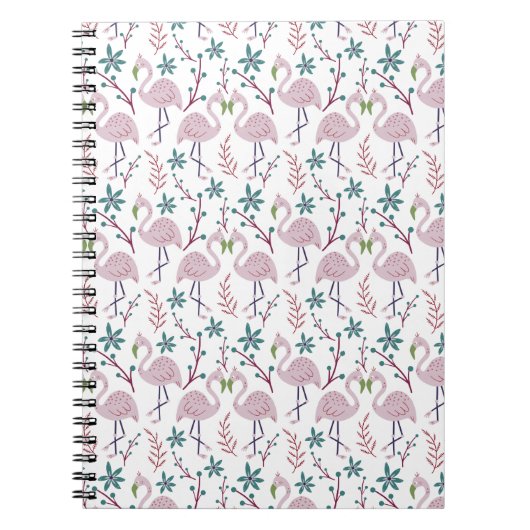 Roze flamingo naadloos patroon op witte achtergron notitieboek (Voorkant)