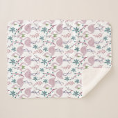 Roze flamingo naadloos patroon op witte achtergron sherpa deken (Voorkant (horizontaal))