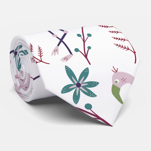 Roze flamingo naadloos patroon op witte achtergron stropdas (Opgerold)