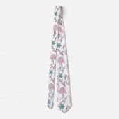 Roze flamingo naadloos patroon op witte achtergron stropdas (Achterkant)