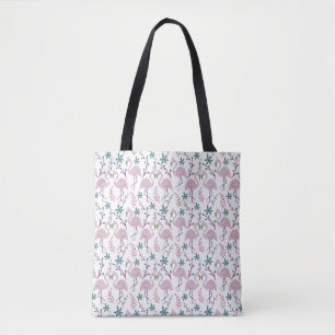 Roze flamingo naadloos patroon op witte achtergron tote bag
