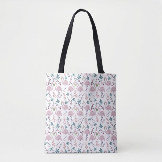 Roze flamingo naadloos patroon op witte achtergron tote bag (Voorkant)