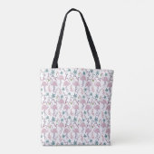 Roze flamingo naadloos patroon op witte achtergron tote bag (Achterkant)
