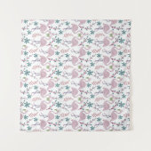 Roze flamingo naadloos patroon op witte achtergron wandkleed (Voorkant (horizontaal))