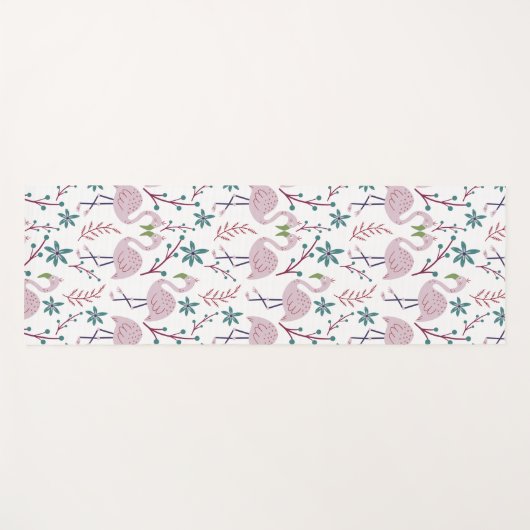 Roze flamingo naadloos patroon op witte achtergron yogamat (Voorkant (horizontaal))