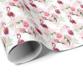 Roze Flamingo: Naadloze Patroon Elegantie Cadeaupapier (Rol Hoek)