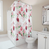 Roze Flamingo: Naadloze Patroon Elegantie Douchegordijn (In situ)