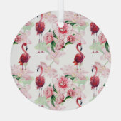 Roze Flamingo: Naadloze Patroon Elegantie Glas Ornament (Achterkant)
