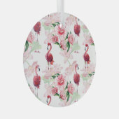 Roze Flamingo: Naadloze Patroon Elegantie Glas Ornament (Voorkant Rechts)