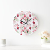 Roze Flamingo: Naadloze Patroon Elegantie Grote Klok (Huis)