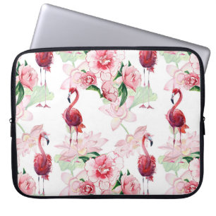 Roze Flamingo: Naadloze Patroon Elegantie Laptop Sleeve