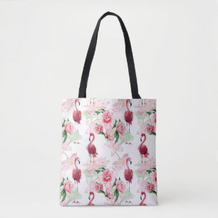 Roze Flamingo: Naadloze Patroon Elegantie Tote Bag