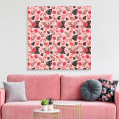 Roze flamingo naadloze patroonbloemen en -bladeren canvas afdruk (Insitu (Woonkamer))