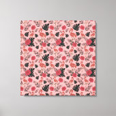 Roze flamingo naadloze patroonbloemen en -bladeren canvas afdruk (Voorkant)
