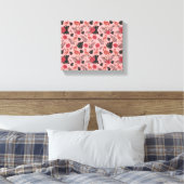 Roze flamingo naadloze patroonbloemen en -bladeren canvas afdruk (Insitu (Slaapkamer))