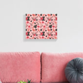 Roze flamingo naadloze patroonbloemen en -bladeren canvas afdruk (Insitu (Woonkamer))