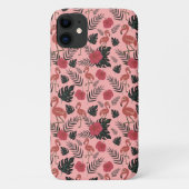 Roze flamingo naadloze patroonbloemen en -bladeren Case-Mate iPhone case (Achterkant)
