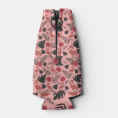 Roze flamingo naadloze patroonbloemen en -bladeren flesjeskoeler (Achterkant)