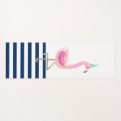 Roze Flamingo Navy Blue White Stripes Yogamat (Voorkant (horizontaal))