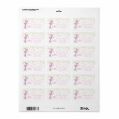Roze Flamingo,Nep Goud Folie Confetti,Wit Etiket (Full Sheet)