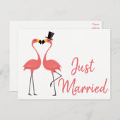 Roze Flamingo net getrouwd tropische bruiloft lief Aankondigingskaart (Voorkant / Achterkant)