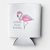 Roze Flamingo Oh Flock Het is mijn Birthday Preppy Blikjeskoeler (Voorkant)