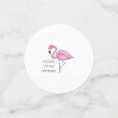 Roze Flamingo Oh Flock Het is mijn Birthday Preppy Confetti (Kleine voorkant)