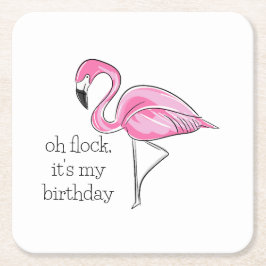 Roze Flamingo Oh Flock Het is mijn Birthday Preppy Kartonnen Onderzetters