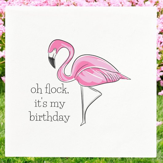 Roze Flamingo Oh Flock Het is mijn Birthday Preppy Servet