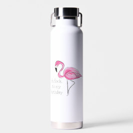 Roze Flamingo Oh Flock Het is mijn Birthday Preppy Waterfles