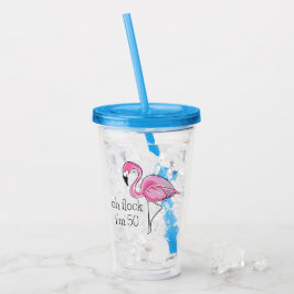 Roze Flamingo Oh Flock Ik ben 50 Acryl Drinkbeker