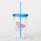 Roze Flamingo Oh Flock Ik ben 50 Acryl Drinkbeker (Voorkant)