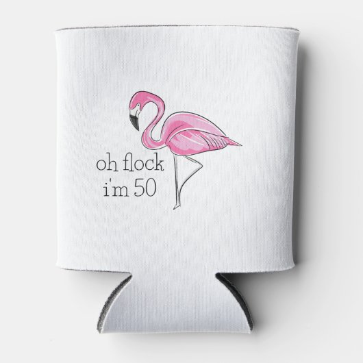 Roze Flamingo Oh Flock Ik ben 50 Blikjeskoeler (Voorkant)