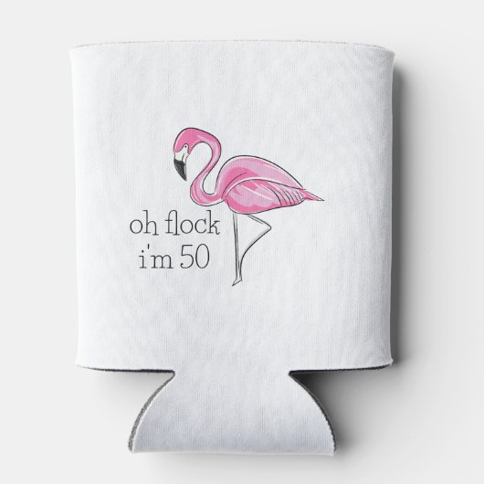 Roze Flamingo Oh Flock Ik ben 50 Blikjeskoeler (Achterkant)