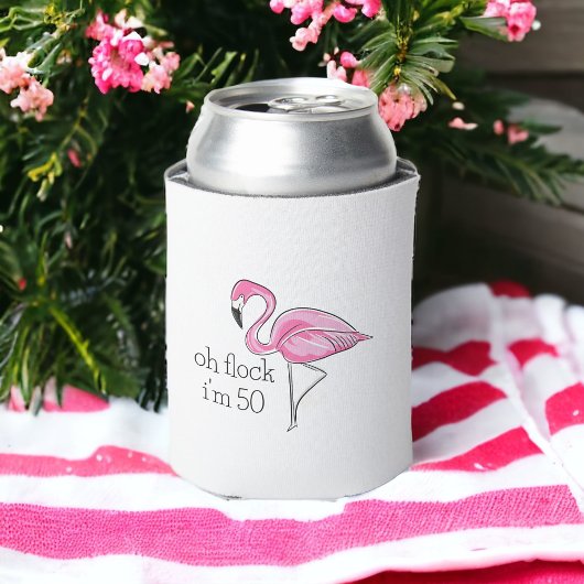 Roze Flamingo Oh Flock Ik ben 50 Blikjeskoeler