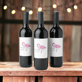 Roze Flamingo Oh Flock Ik ben 50 Can Wijn Etiket