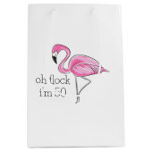 Roze Flamingo Oh Flock Ik ben 50 Medium Cadeauzakje (Voorkant)