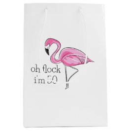 Roze Flamingo Oh Flock Ik ben 50 Medium Cadeauzakje
