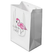 Roze Flamingo Oh Flock Ik ben 50 Medium Cadeauzakje (Achterkant Gekanteld)