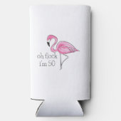 Roze Flamingo Oh Flock Ik ben 50 Seltzer Blikjeskoeler (Achterkant)