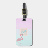 Roze Flamingo Ombre Striped Monogram-Personalized Bagagelabel (Voorkant verticaal)