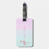 Roze Flamingo Ombre Striped Monogram-Personalized Bagagelabel (Achterkant verticaal)