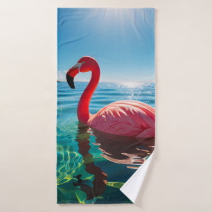 Roze flamingo onder de hemel bad handdoek