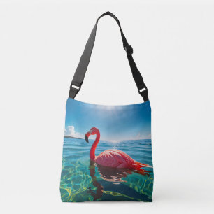 Roze flamingo onder de hemel crossbody tas